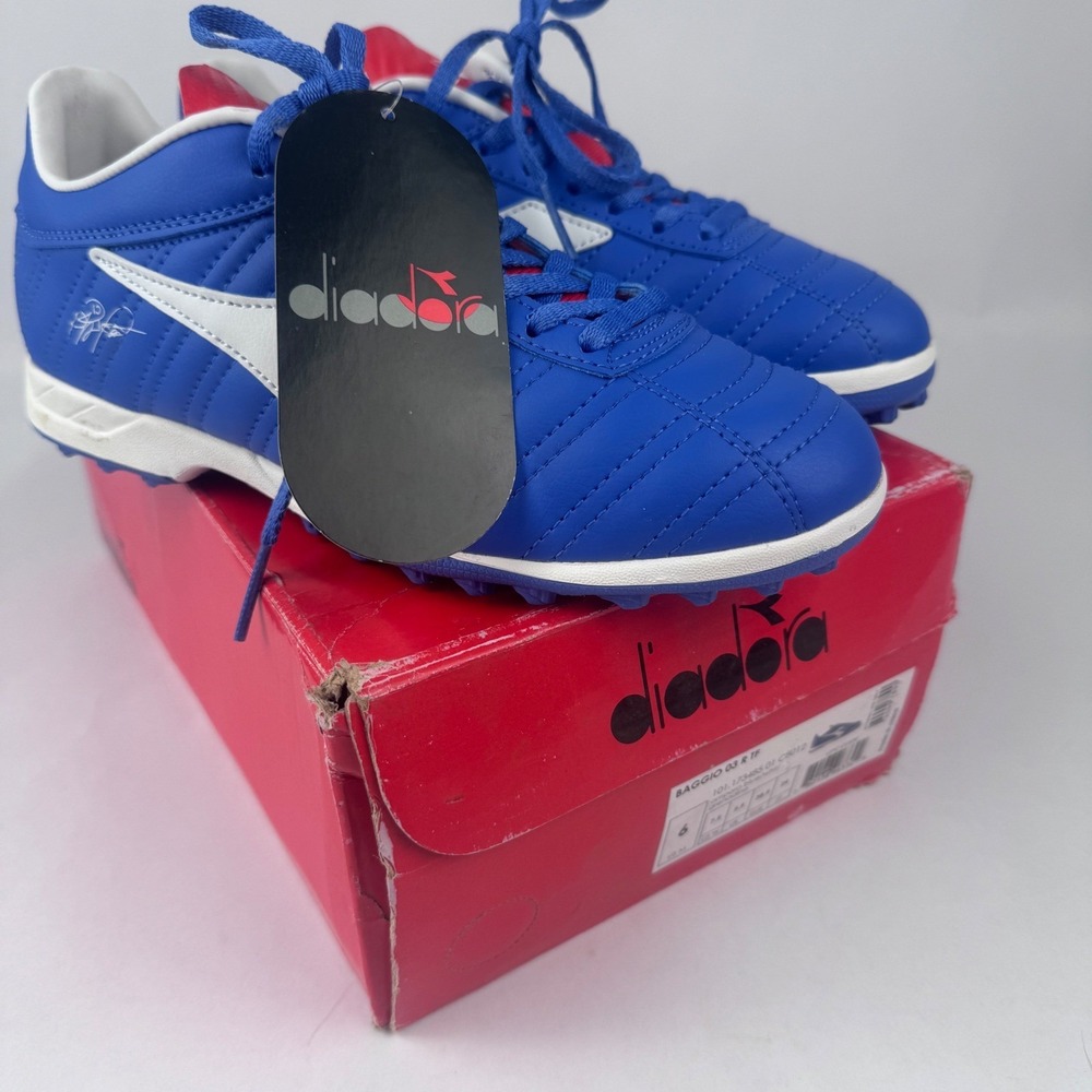 NEW Diadora Baggio 03 Blue White Women's 7.5 Men 6 Turf Soccer Shoes